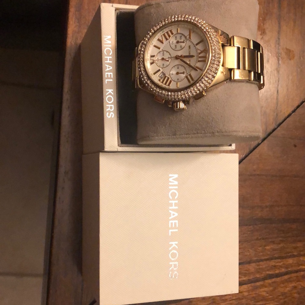 Michael Kors gold tone watch with crystals